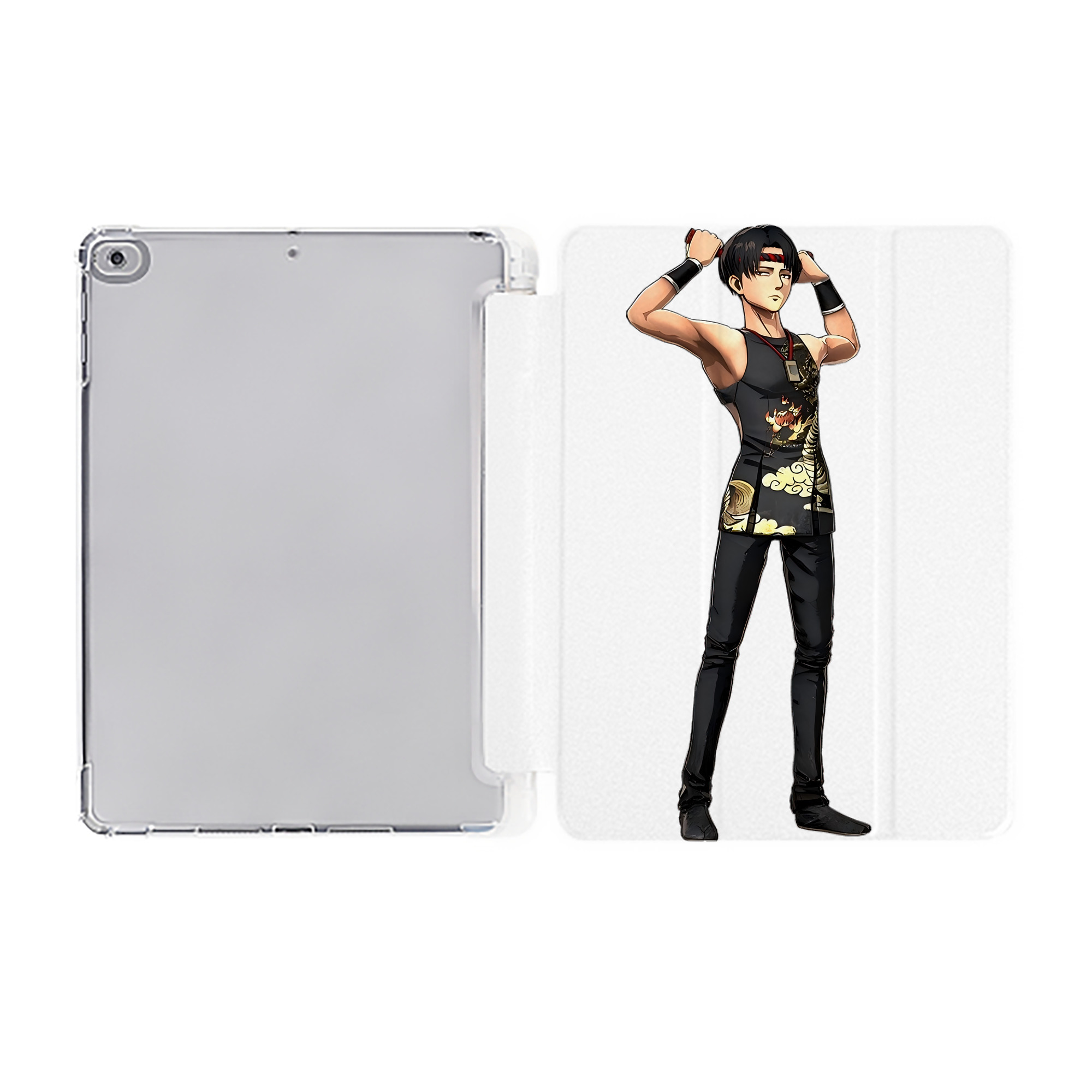 （画像用） 進撃の巨人 リヴァイ·アッカーマン Attack on Titan Levi Ackerman IPad ケース ペン収納付き 三つ折りスタンド PUレザー×シリコン 対応機種9.5/10.5/10.9インチ